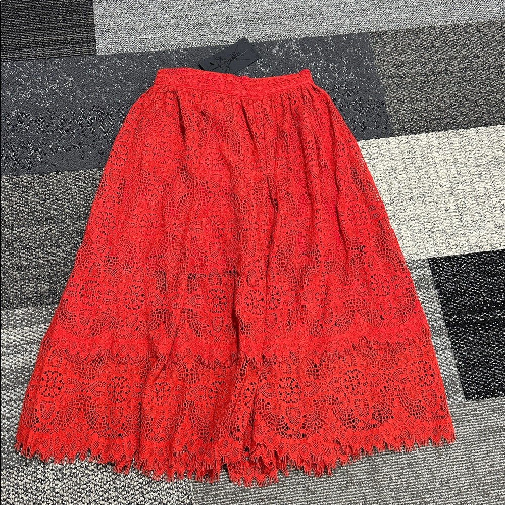 La Femme en Noir Southern Gothic Skirt in Crimson Size-Small